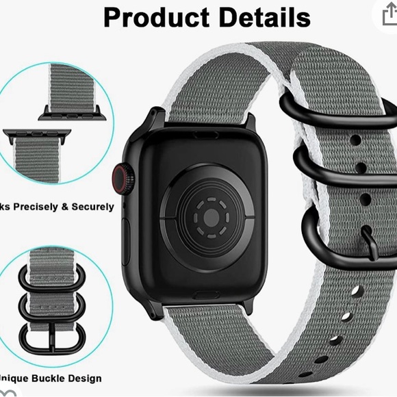 Apple Watch Bands 40mm 38mm, iWatch SE Series 5 4 3 2 1, Gray/White - Picture 3 of 9